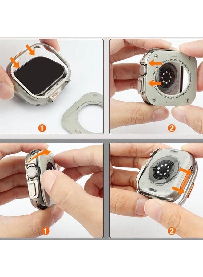 غطاء واقي من سبيكة معدنية لساعة Apple Watch Ultra 2 مقاس 49 ملم باللون الفضي - Image 5
